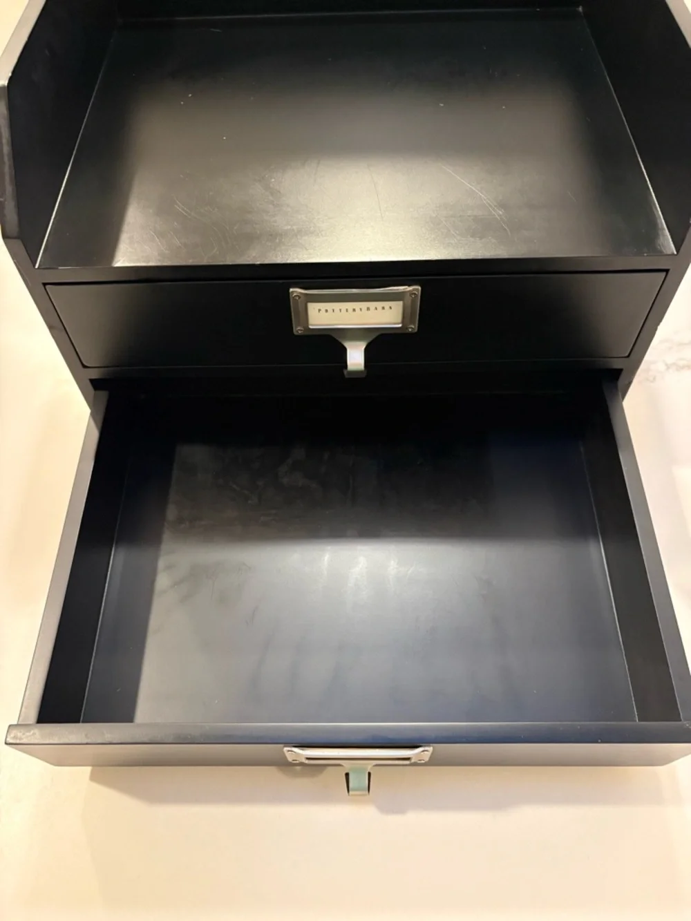 Pottery Barn Bedford Two Drawer Desk Organizer Black Office Storage Organization